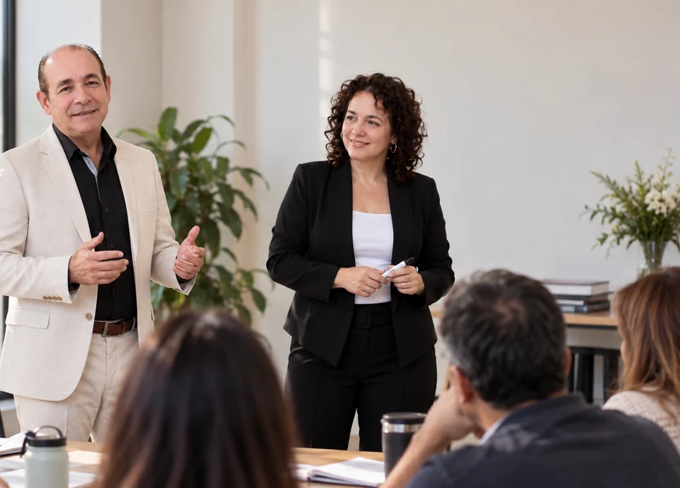 Idelfonso Hernández y Jacqueline Cairó dan una clase-taller a un grupo (imagen ilustrativa)